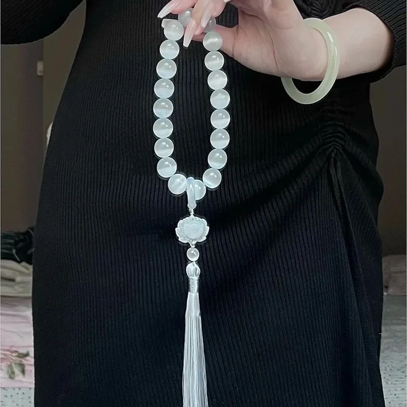 Bracelet Beaded Men - Mèo-Đá Mắt Hạt 12Mm Sen Tua