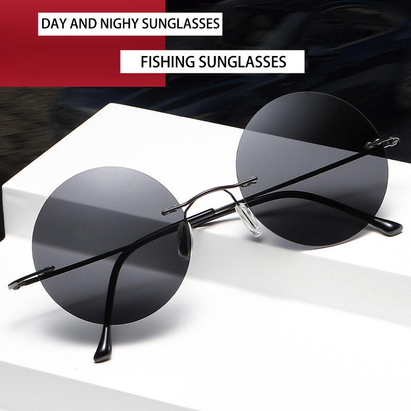 Sunglasses Polarized Men - BOYSEEN Ultra light polarized circular frameless