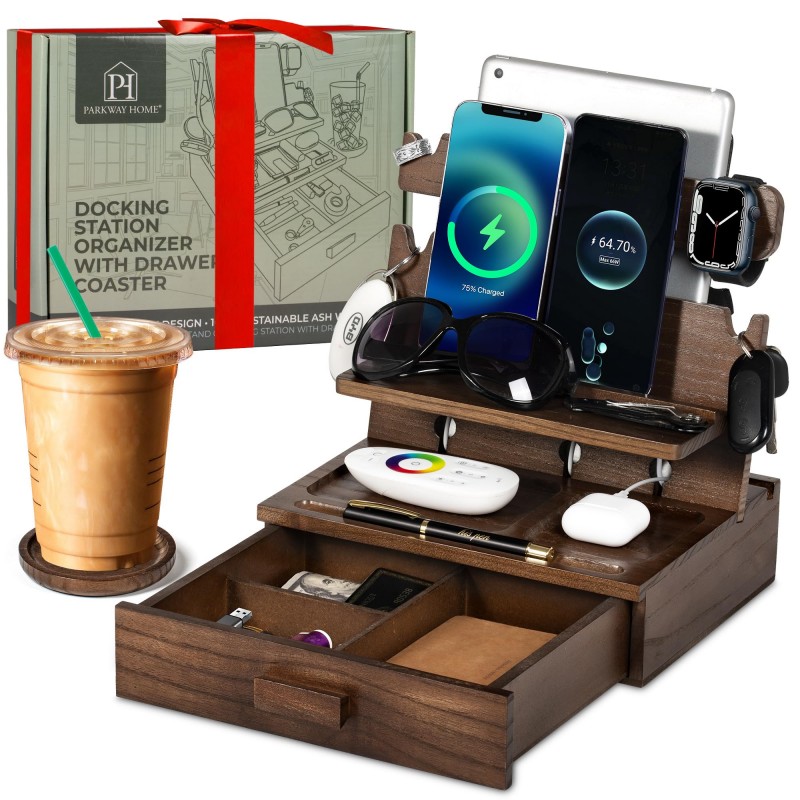 Men'S Accessories Watches - Wood Phone Docking Station with Drawer
