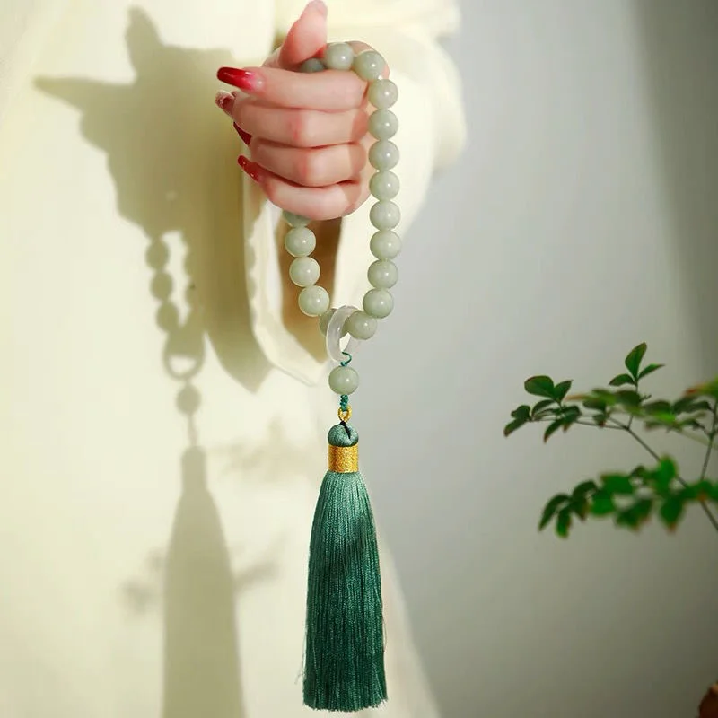 Bracelet Beaded Men - Đá Ngọc Tủy Xanh Hạt 12Mm