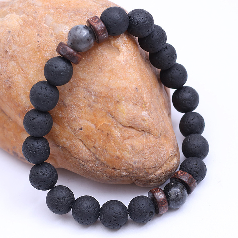 Handmade Elastic 8mm Volcanic  - đánh giá và giá Bracelet Beaded Men