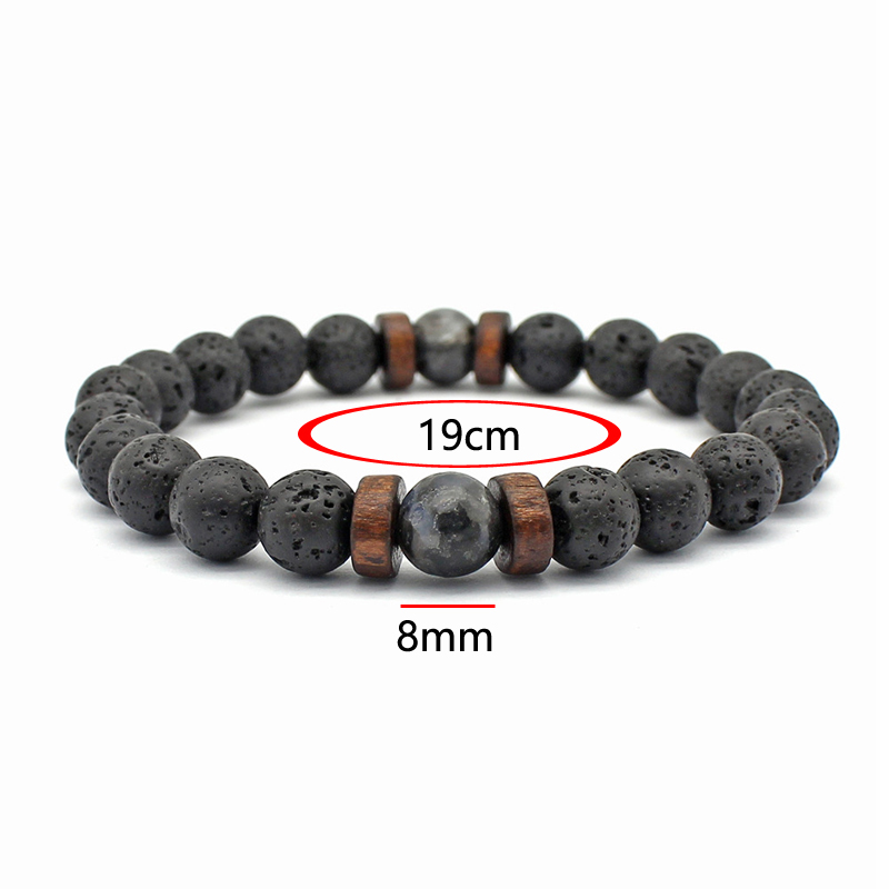 Handmade Elastic 8mm Volcanic  - đánh giá và giá Bracelet Beaded Men
