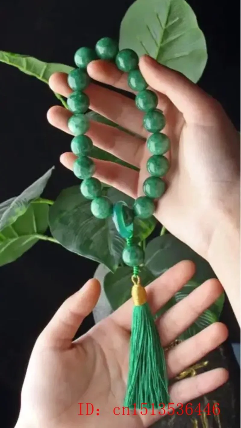 Đá Ngọc Tủy Xanh Hạt 12Mm Tua  - đánh giá và giá Bracelet Beaded Men